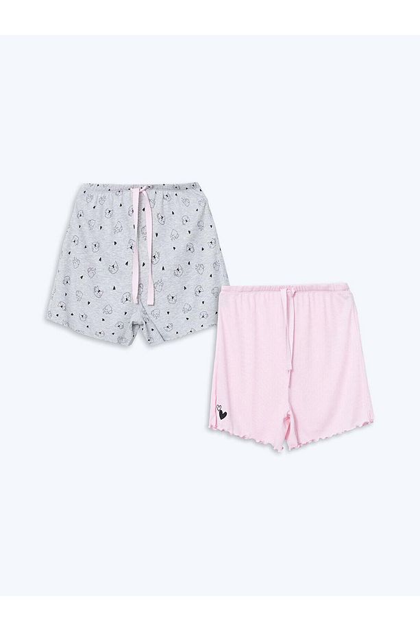 LCW DREAM Beli Lastikli Desenli Kadın Şort Pijama Altı 2'li (S5) - 8
