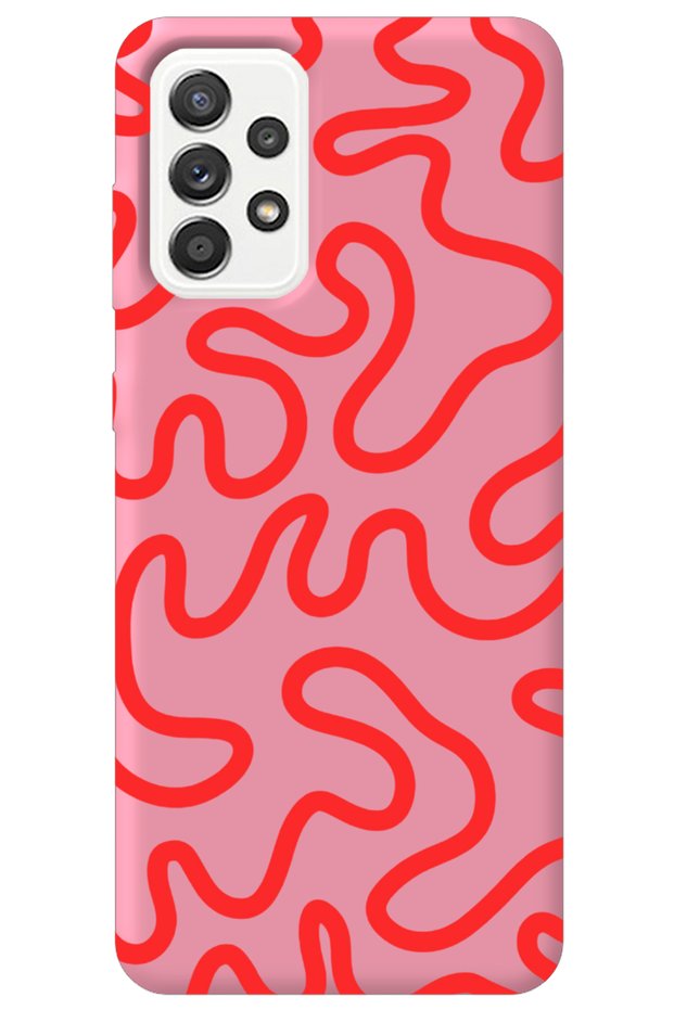 Silicone Phone Case for Samsung A33 Pink with Velvet Inside Abstract Pattern