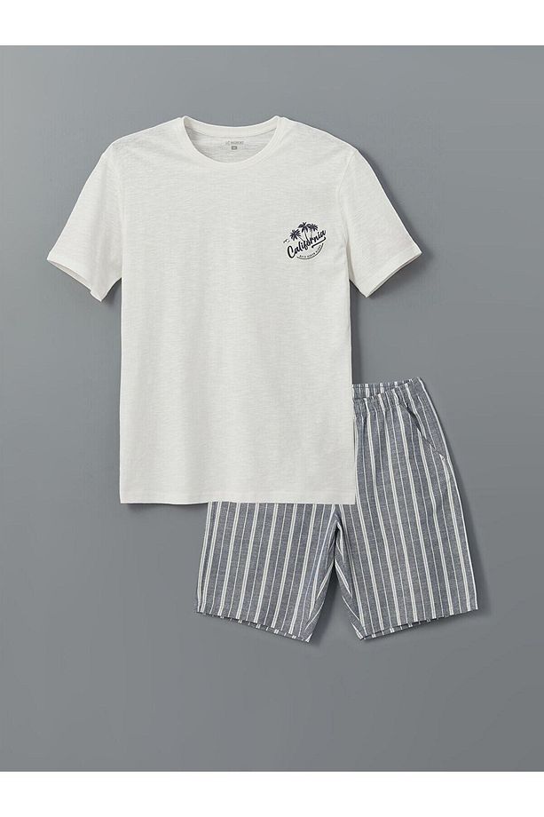 Standart Kalıp Erkek Şortlu Pijama Takımı (S5) - 4