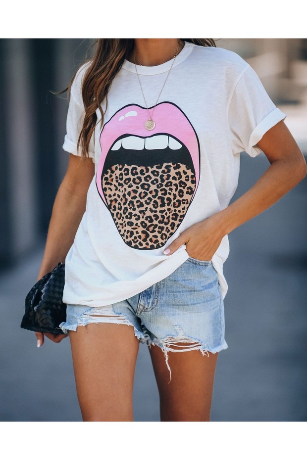 Oversize Cut Short Sleeve Printed T-Shirt