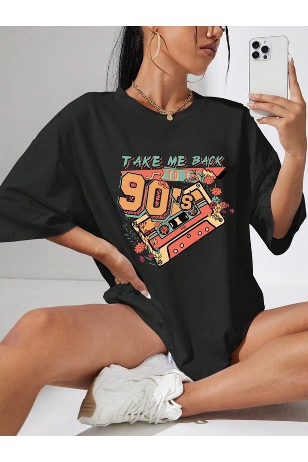 Oversize Cut Short Sleeve Printed T-Shirt