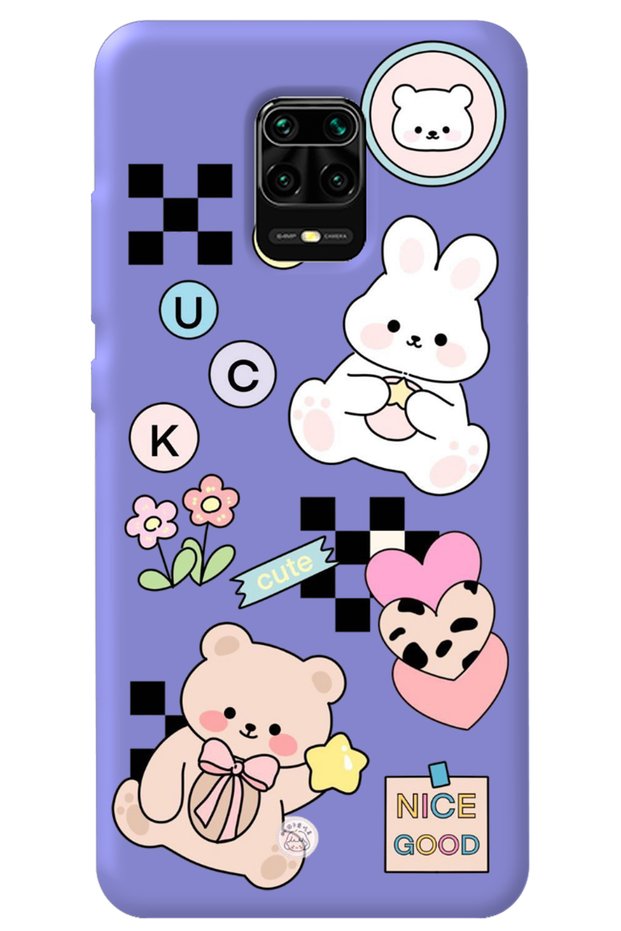 Xiaomi Redmi Note 9 Pro Lilac Velvet Cute Rabbit Patterned Silicone Phone Case