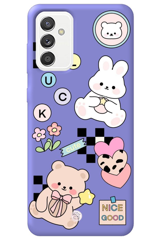 Silicone Phone Case for Samsung Galaxy A54 Lilac Inside Velvet Cute Rabbit Pattern