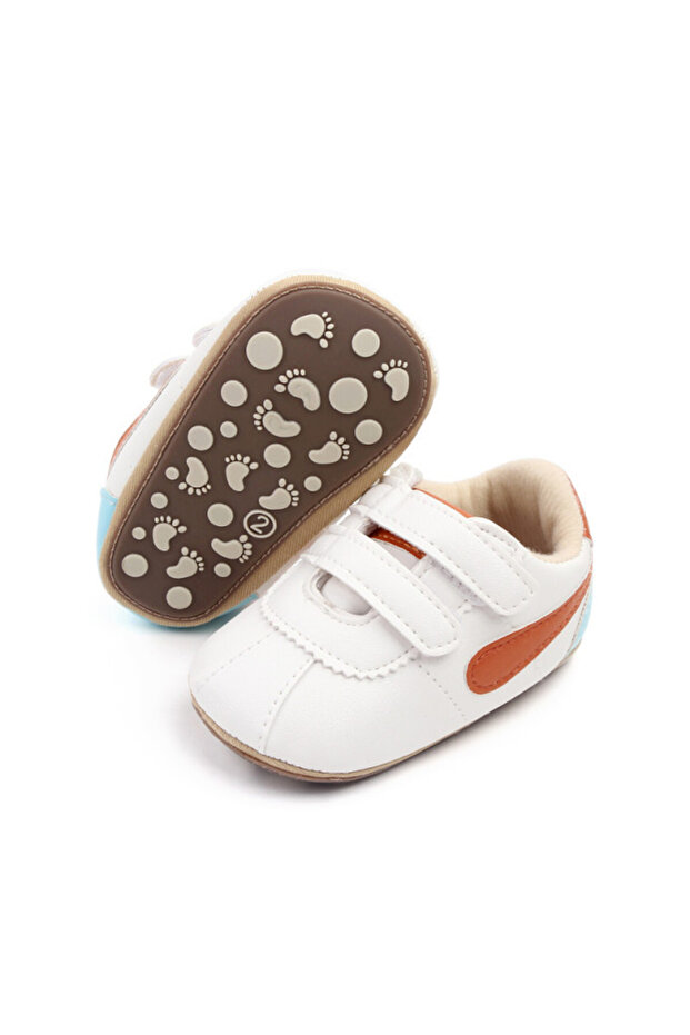 White sneakers with brown side insert - 4