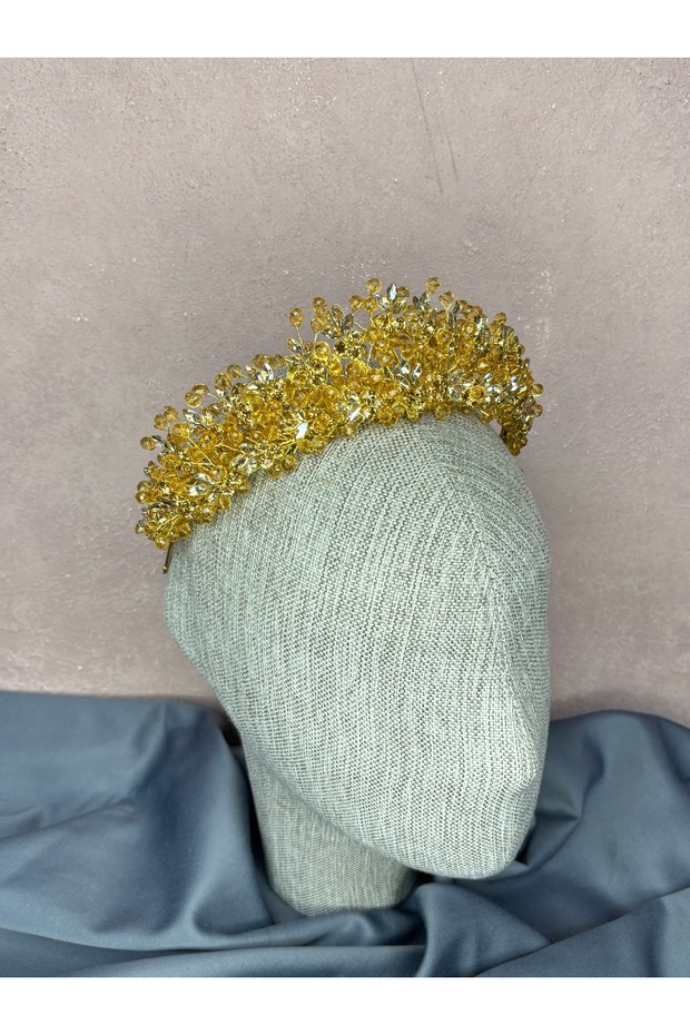 İlsu Elegant Bead Detailed Henna Night Bridal Crown