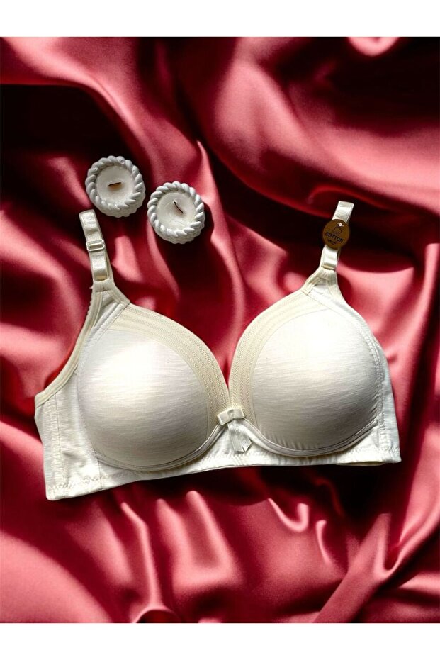 White Plus Size Gathering Unassisted Bra
