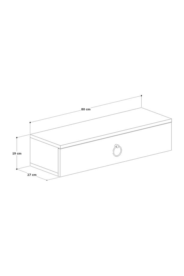 Vizon Rengi Duvara Monte Dresuar | Halka Kulplu Tek Kapaklı %100 Mdf Konsol | Şık Ve Modern Raf - 6