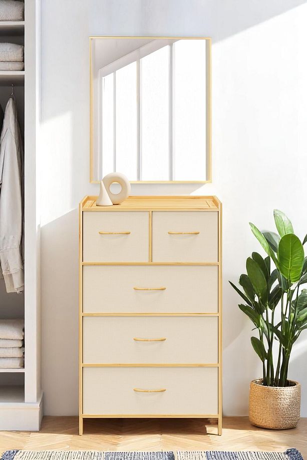 Bambu 5 Çekmeceli Dolap Organizer Çok Amaçlı Düzenleyici Şifonyer DB-0013 - 3