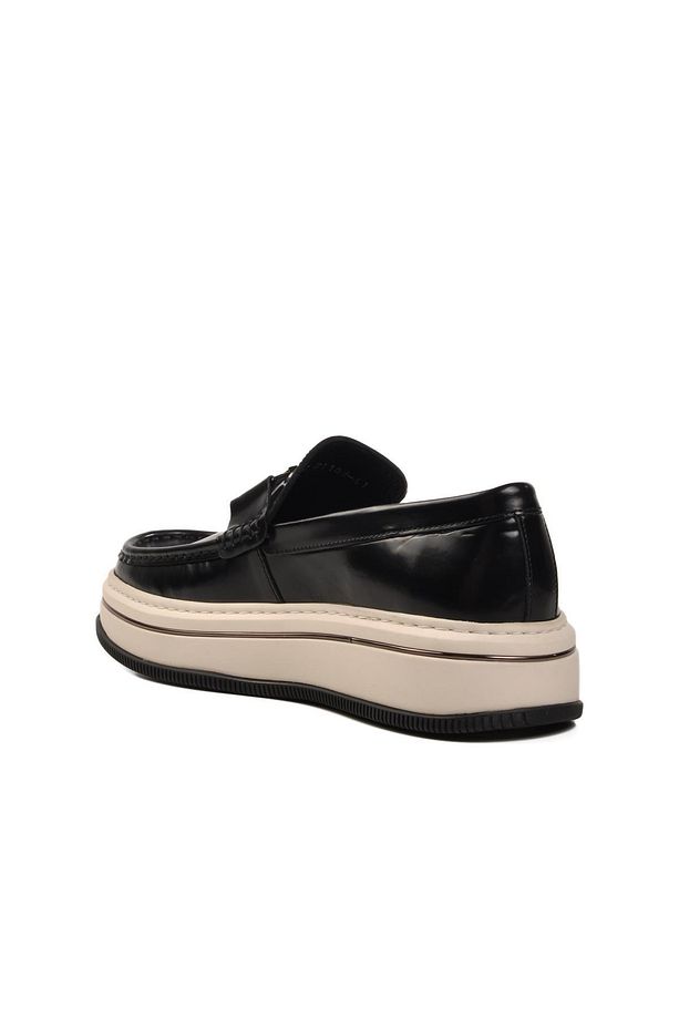 Siyah-Beyaz Hakiki Deri Erkek Sneaker 152-21108 M - 4