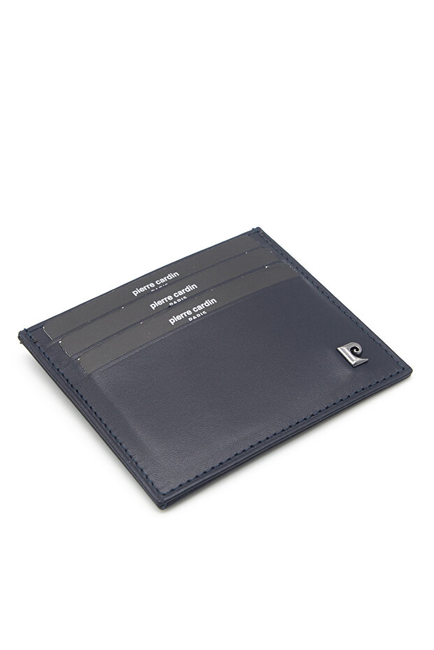 Navy Blue Leather Unisex Credit Card Holder 042O15