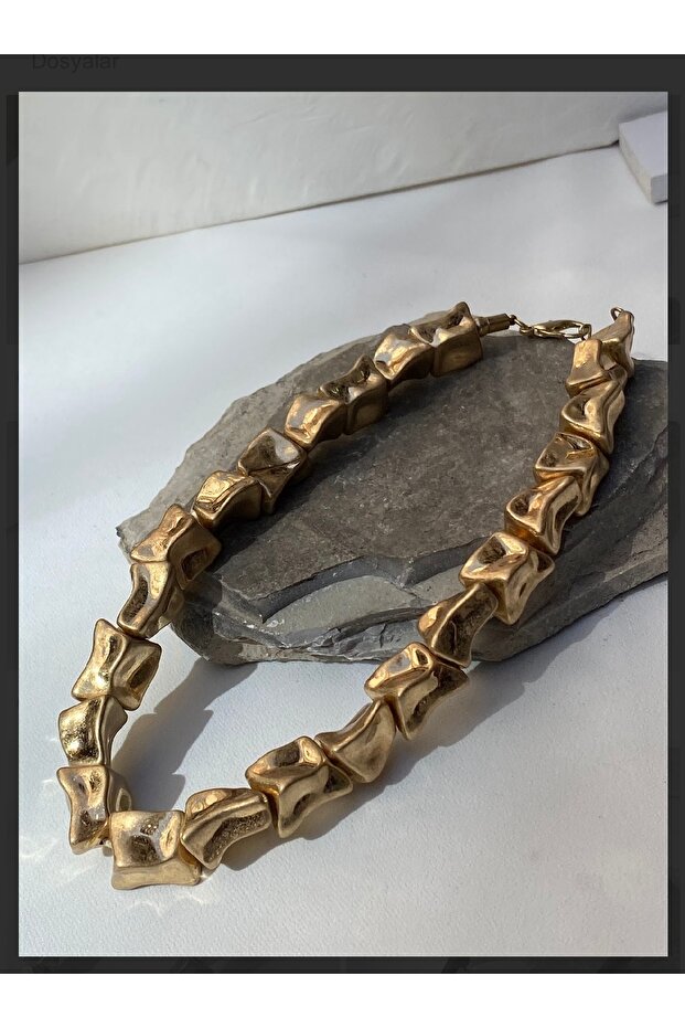 Gold Color Sculptural Form Necklace