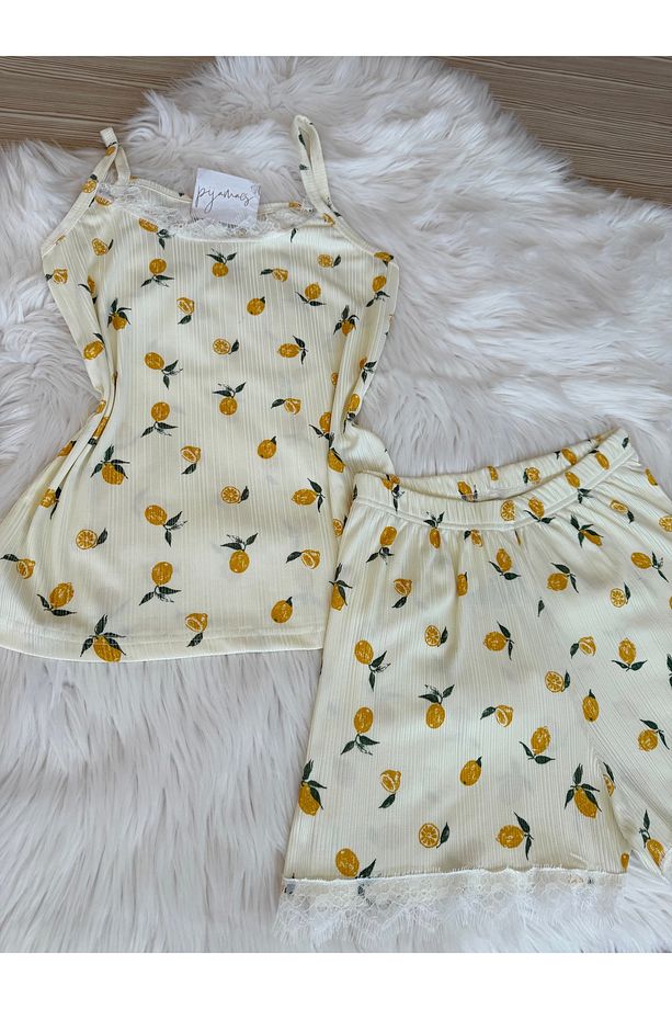 Sarı Limon Desenli Şortlu Pegasus Pijama Takımı - 7