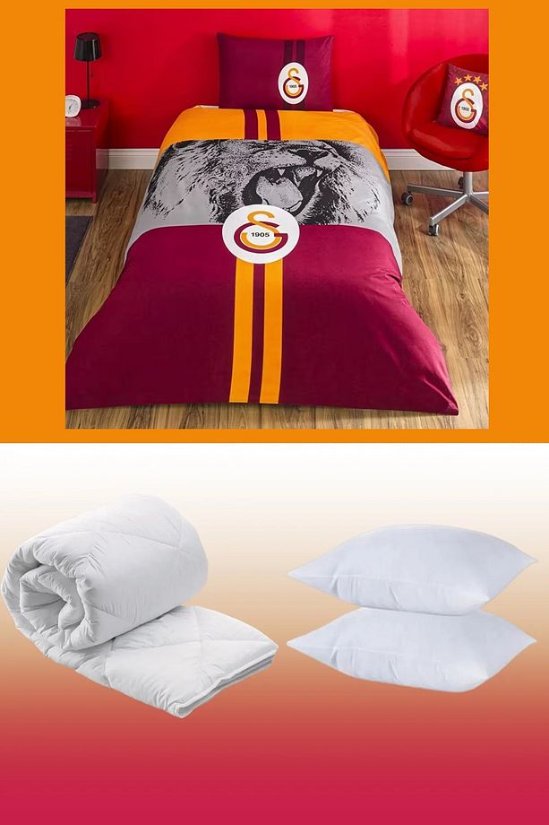 Galatasaray Lisanlı Aslan Set - 5 Parça Tek Kişilik Uyku Seti Kupa Bardak Hediye - 1