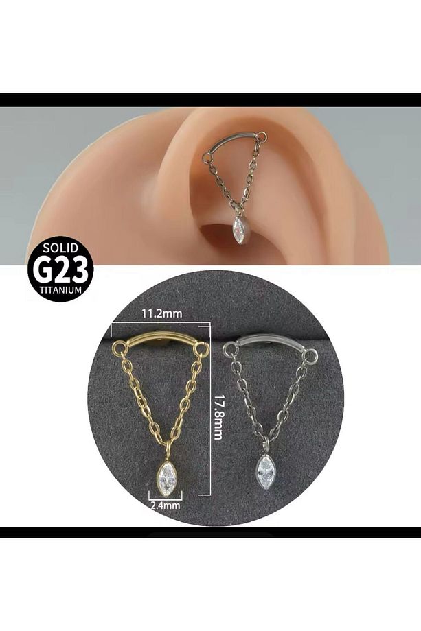g23 Titanium ( titanyum) helix lobe hidden helix uyumlu 1 adet piercing - 2