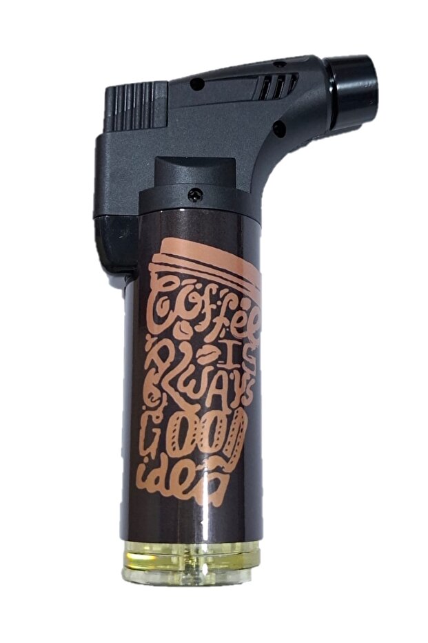 1pc Stylish Appearance Printed Charcoal Lighter Refillable Gas Torch Lighter - 2