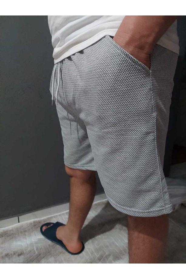 Yağmur Desen Rahat Kalıp Gri Şort - 6
