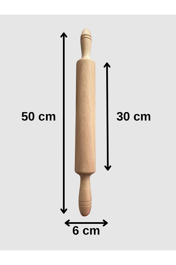 50 cm MERDANE Özel İşlenmiş GÜRGEN Ağacından Hamur Açma Ahşap Lüks Merdane - 3
