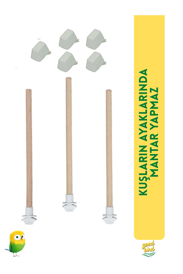 3 Wooden Perches (5 Beak Stones)