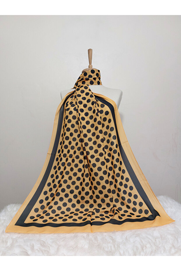 Patterned Chiffon Shawl Polka Dot Model - 1