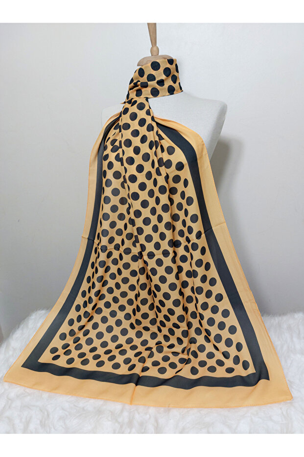 Patterned Chiffon Shawl Polka Dot Model - 2