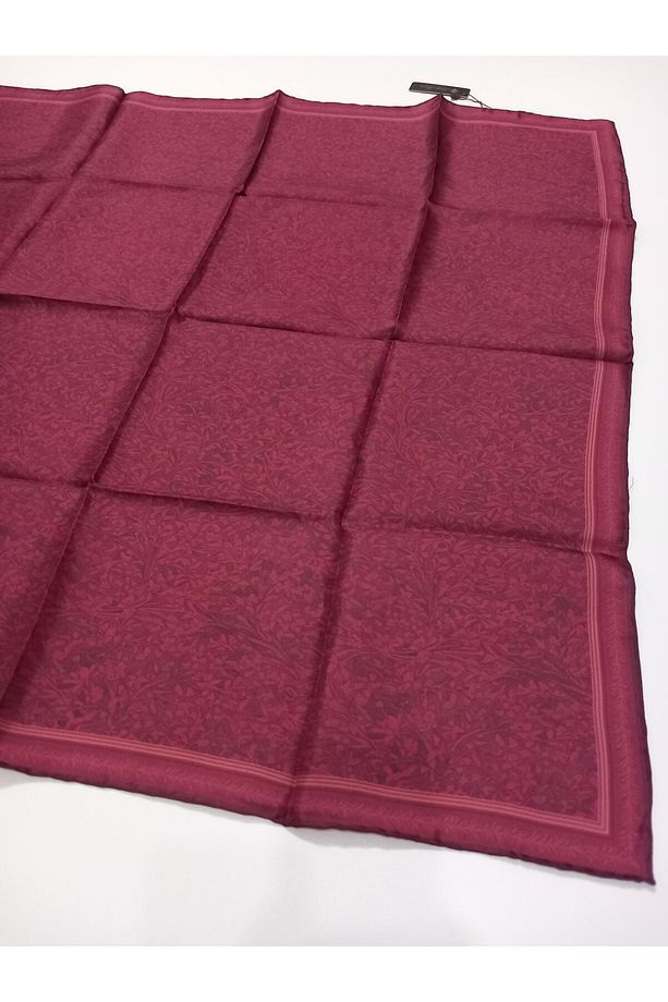 Bordo Yaprak Desen Saf İpek Tivil Dokuma Eşarp-11459-47-KVS0694 - 6