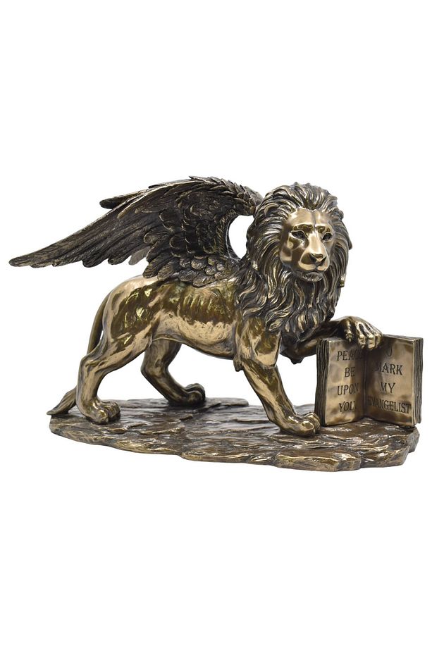 Veronese Kanatlı Aslan Heykeli – Bronz Görünümlü Aziz Markos’un Sembolü Biblo - 3