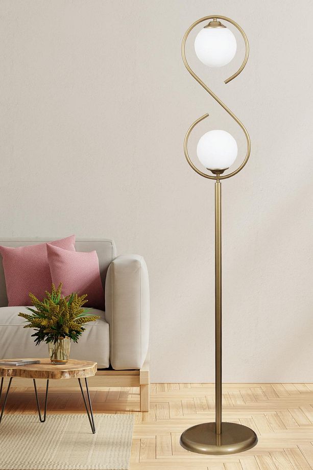 Sonsuz 2 Li Eskitme Lambader beyaz Camlı Modern , Oturma Odası ,Yatak Odası , Salon Lambader - 1