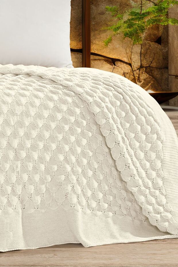 STELLA Triko Yatak Örtüsü 220 X 240 (KEMİK) - 2