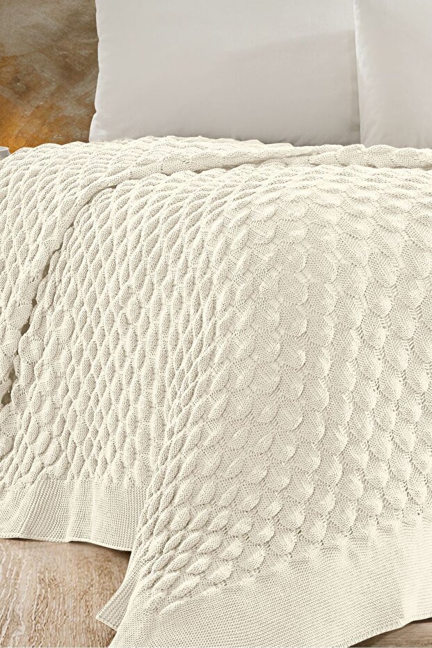 STELLA Triko Yatak Örtüsü 220 X 240 (KEMİK) - 3