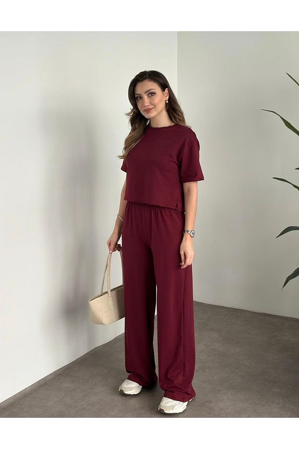 Kadın Oversize Alt Üst Crop Eşofman Takımı - 1