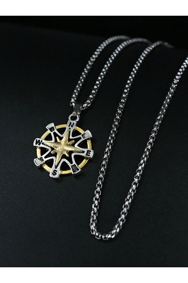 Pusula Örme Zincir Erkek Kolye - 2