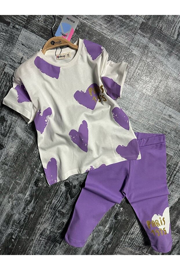 Girl's Summer Short Sleeve Capri Tights Top and Bottom Set