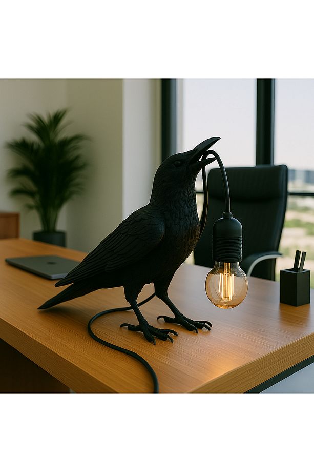 3D Lab Decorative Karga Figürlü Dekoratif Masa Lambası - Siyah | Modern ve Sanatsal Aydınlatma - 5