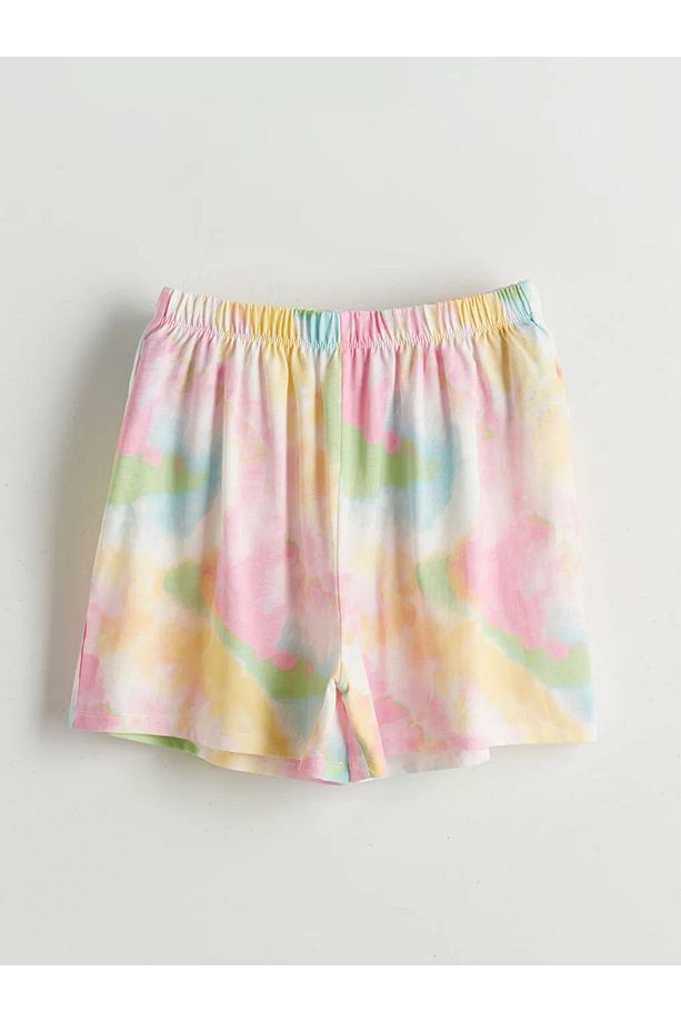 LCW Kids Pembe Bisiklet Yaka Kız Çocuk Şortlu Pijama Takımı - 3