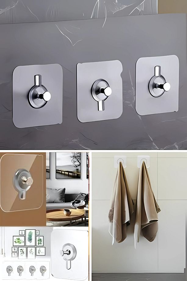 10 Adet Ultra Güçlü Vantuzlu Yapışkanlı Askı | Havlu, Tablo, Banyo Ve Mutfak Duvar Askılığı - 4