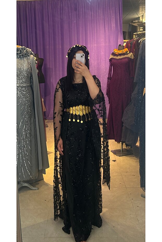 Siyah Taşlı Kaftan - 3