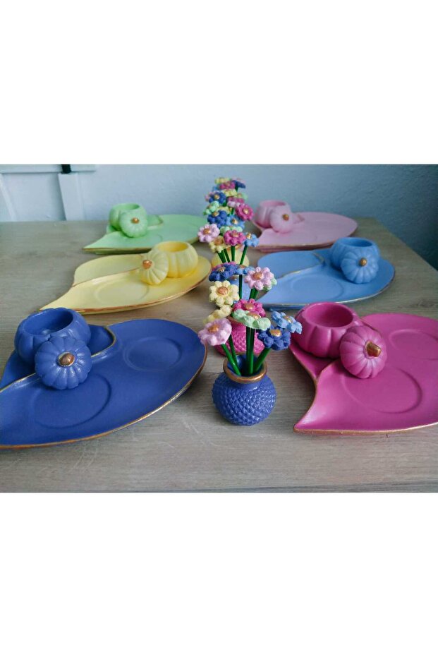 6 Kişilik Canlı Renkler Kahve Seti... #sevgililergünü Hediyesi..#Annelergünü....sunum Seti - 7