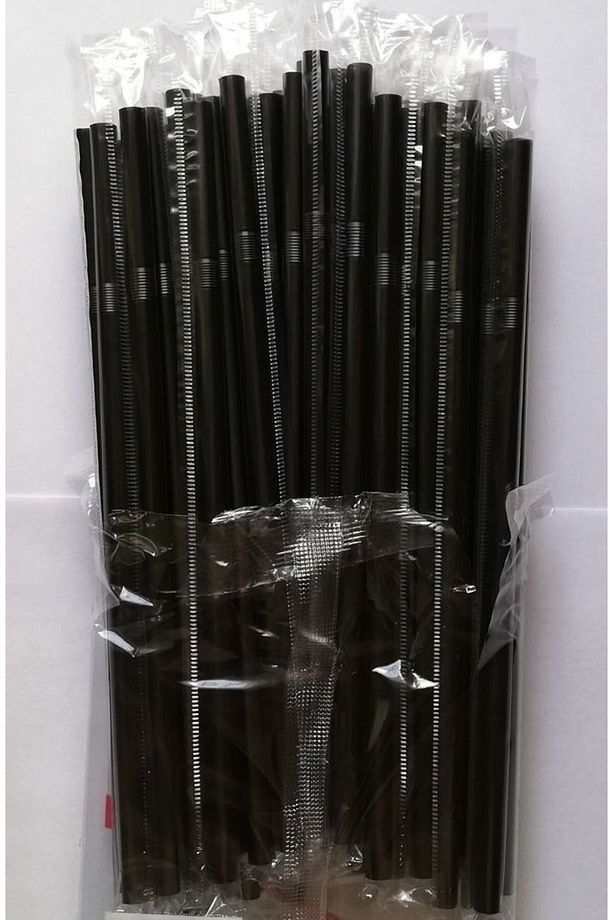 Siyah Pipet 50'li x 4 Paket Jelatinli Sargılı Pipet Frozen Körüklü Pipet - 3