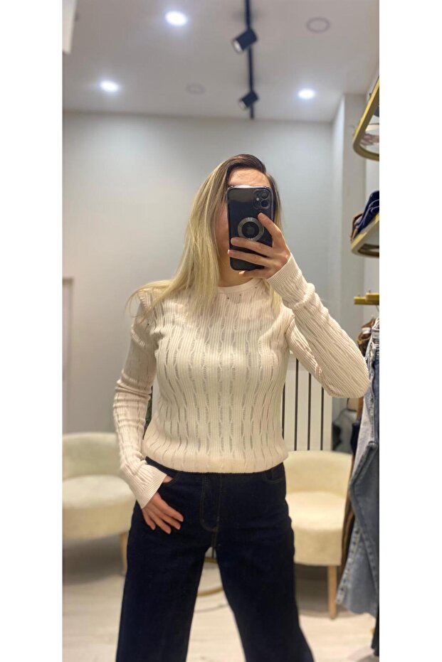 Ajurlu Triko Bluz - 4