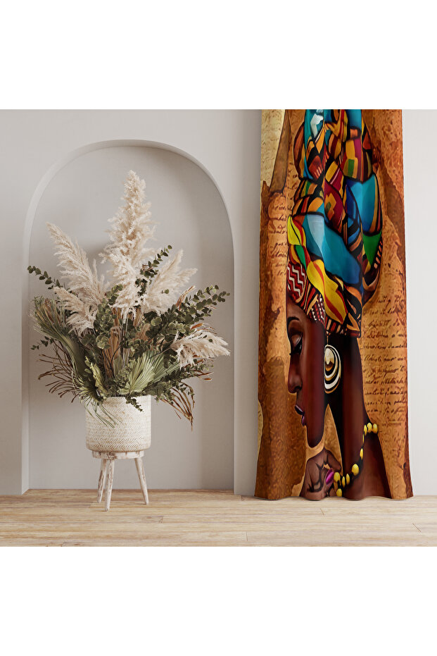 Artistic & Cultural Figure Pattern Background Curtain – Original and Stunning Design 140X260 cm Single Wing
