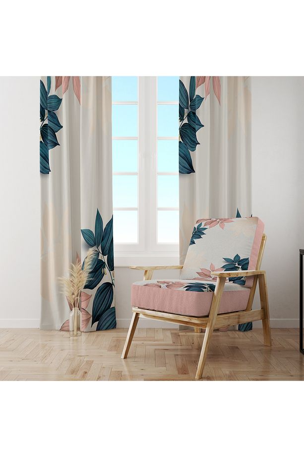 Büyük Yaprak Desenli Fon Perde – Doğal & Estetik Dokunuş 140x260 CM Tek Kanat - 7
