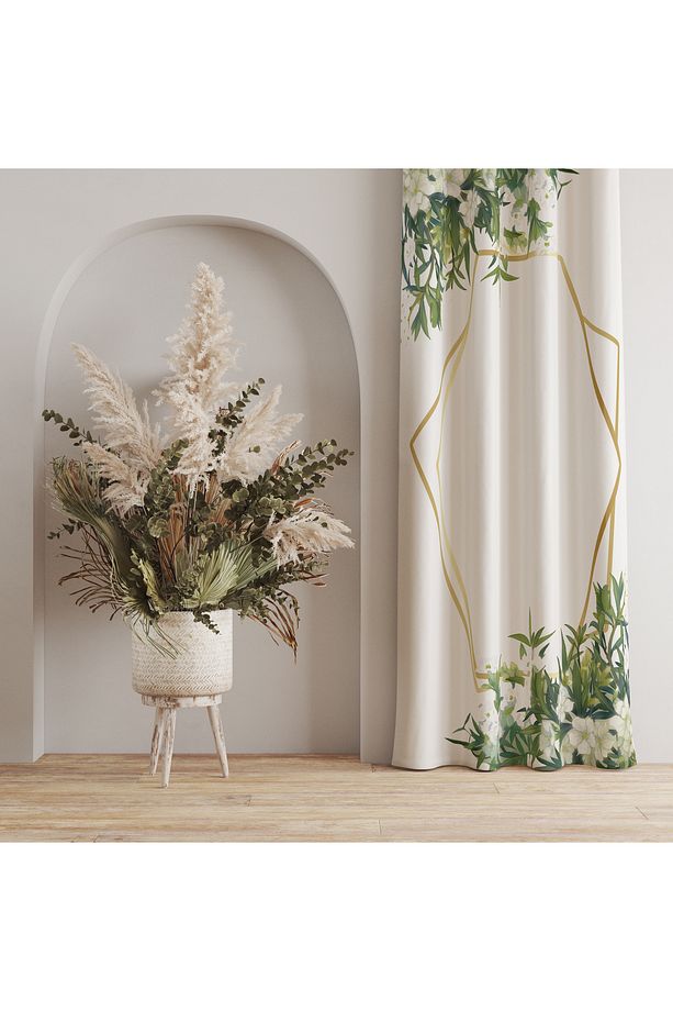 Floral ve Geometrik Motifli Perde – Estetik & Modern Atmosfer 140x260 CM Tek Kanat - 8