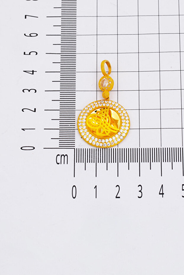 Tuğralı 14 Ayar Sarı Altın Kolye Ucu - 6