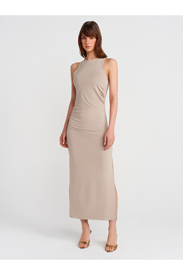 91458 Rochie midi cu cordon-bej - 4