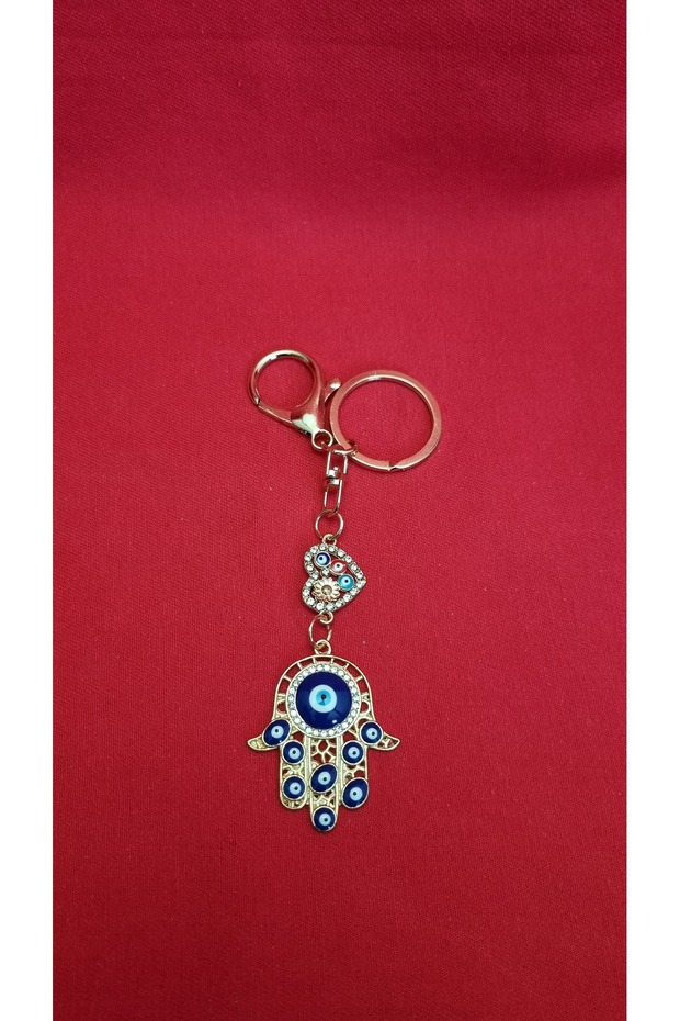 Evil Eye Beaded Metal Keychain