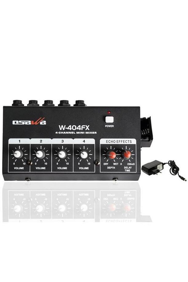 Osawa Mikrofon Giriş-1 Line Çıkış Eko’Lu 4 Kanal 20 Db Adaptörlü Mini Mikrofon Çoğaltıcı W-404Fx - 1