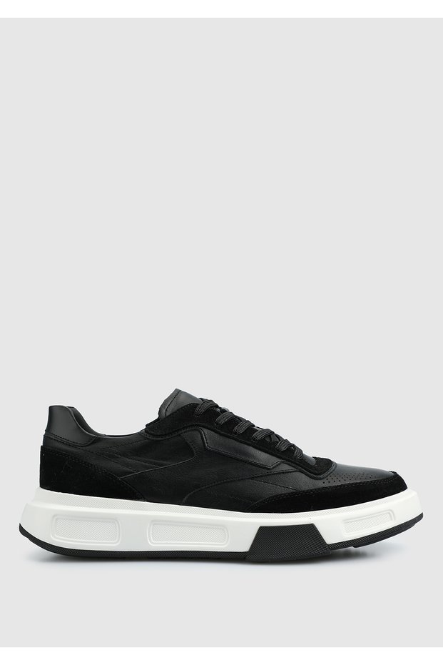 Siyah Deri Erkek Sneaker