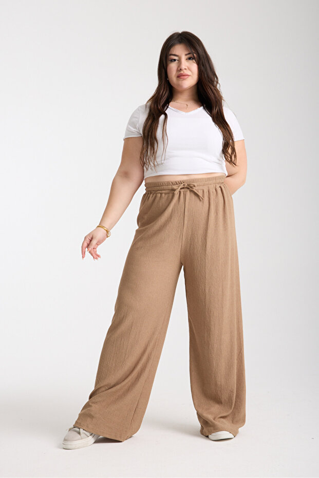 Women's Elastic Waist Plus Size Palazzo Trousers