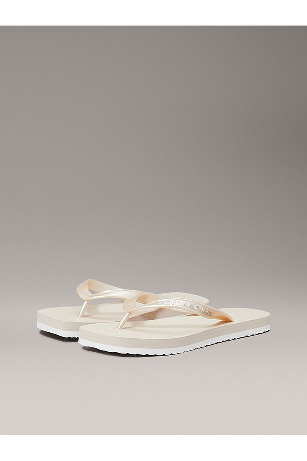 Metallic Square Toe Flip Flops - 2