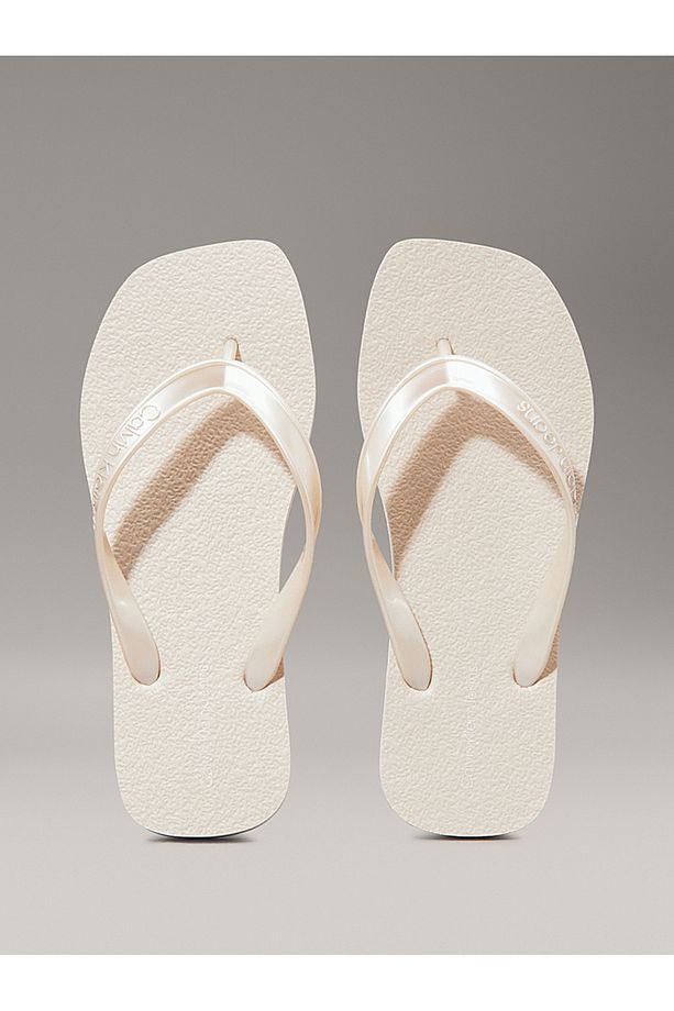 Metallic Square Toe Flip Flops - 3